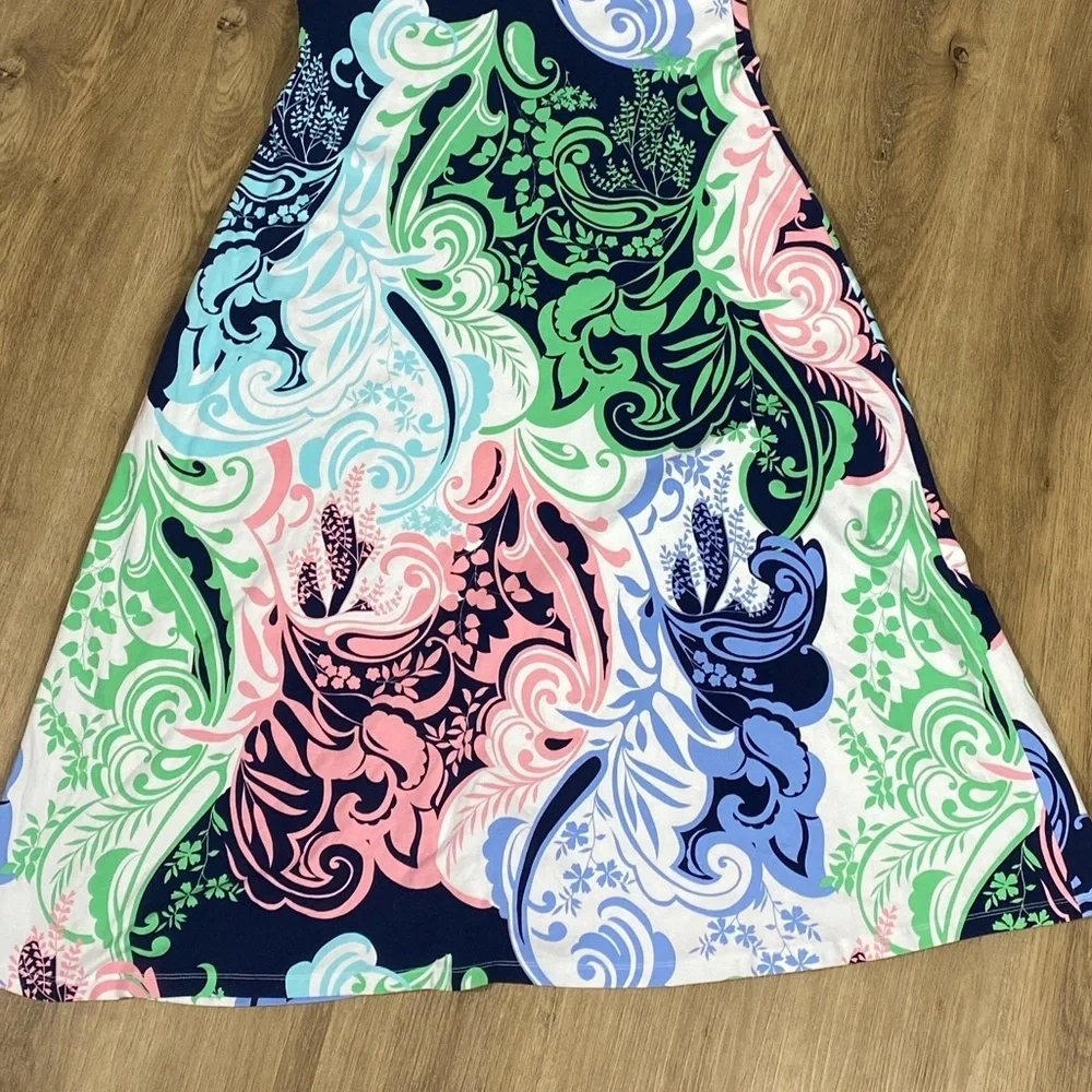 Talbots Twist Back Maxi Dress - Paisley Print Pastel size Large Petite - Picture 9 of 12